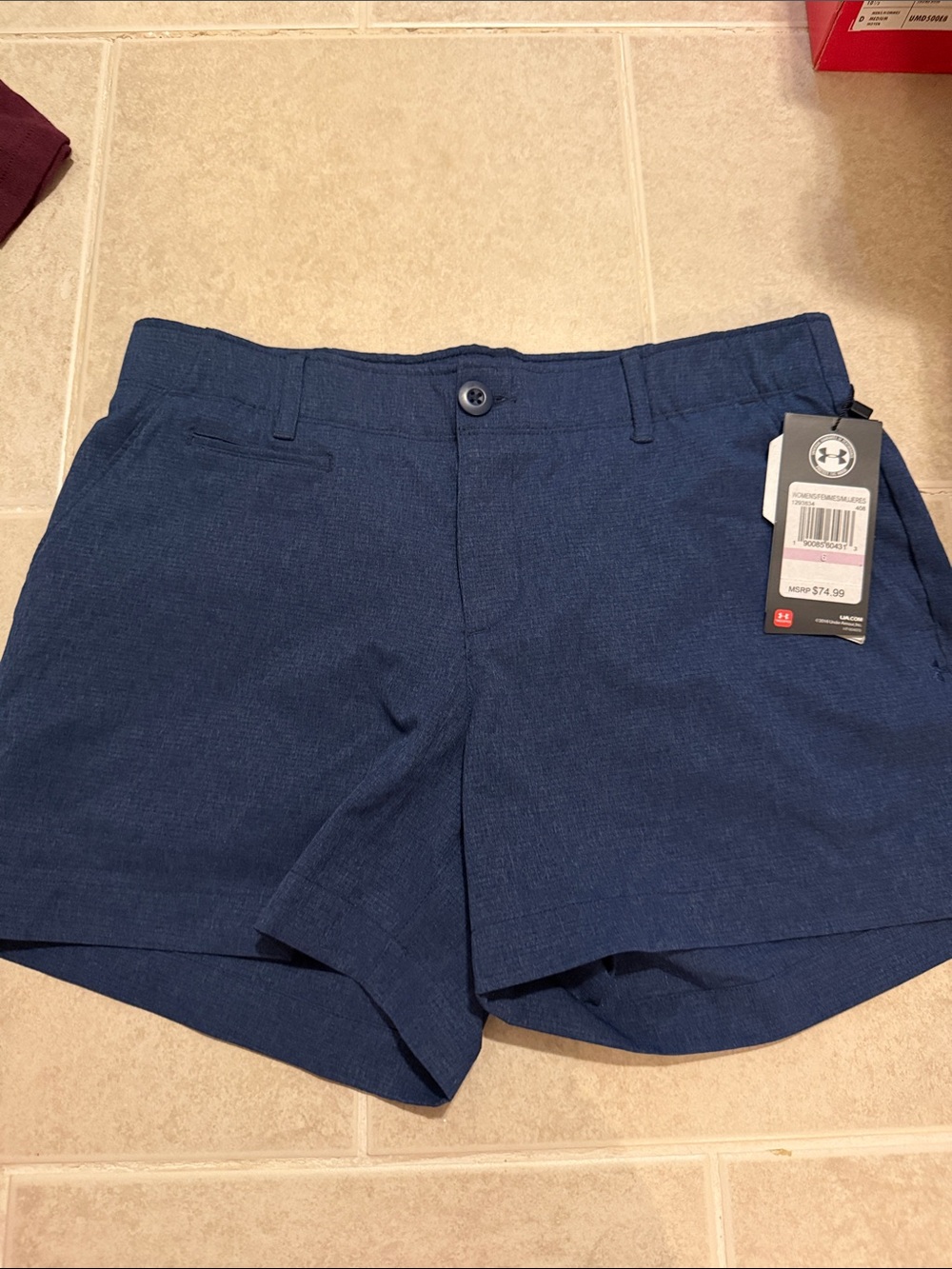 Under Armour Navy Flat Front Golf Performance Shorts